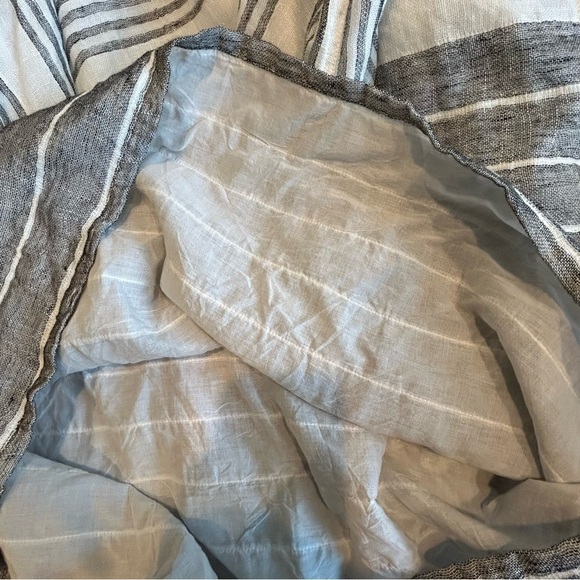 NWT Paper Lace Grey Off White Striped Cover Up Sz OS Lined Lagenlook Pockets - Picture 5 of 9